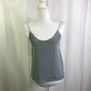 everlane women silk cami sz 00 green blue